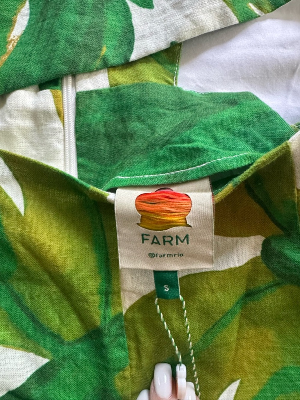 FARM Rio White Jumpsuit with Green Tropical Leaf Print - Picture 6 of 6